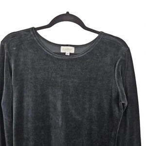 Vintage Y2K Velvet Dress Size Medium Modest Velour Long Sleeve Black‎